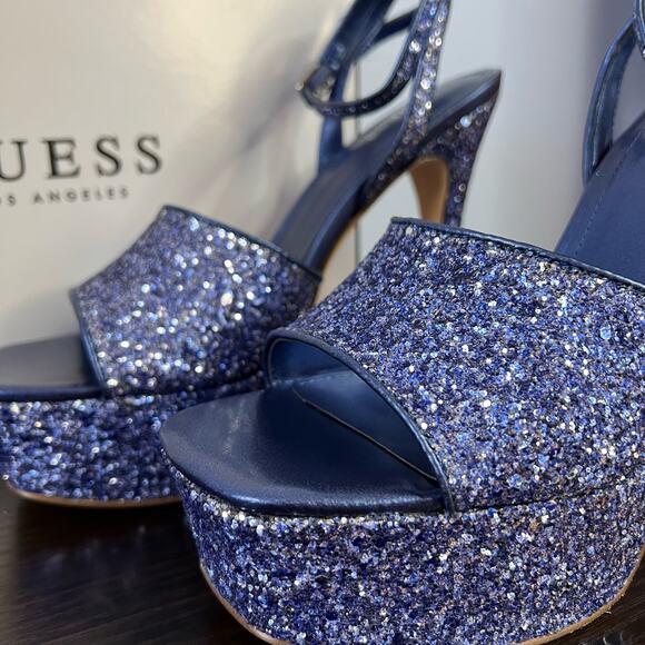 Guess Blue Glitter Heels - Picture 3 of 10